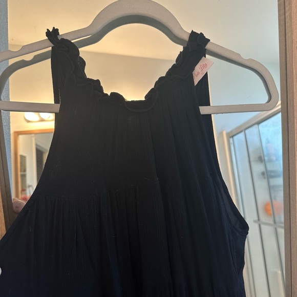 BLACK HALTER GAUZE MAXI DRESS -Size Large - Picture 4 of 6